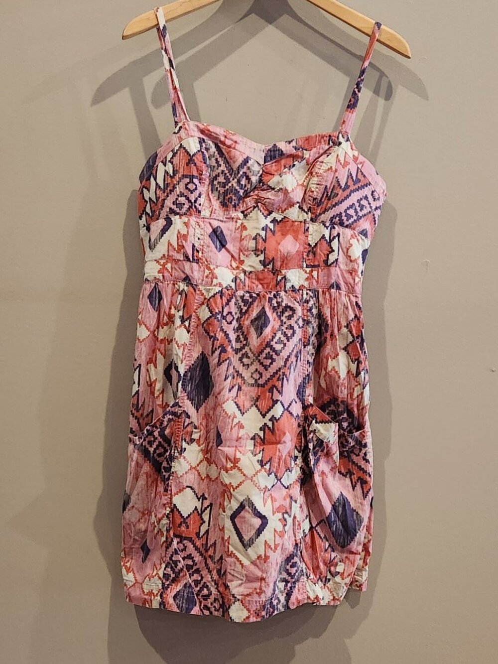 American Eagle Boho Tribal Print Babydoll Tank Top Pink Purple Size 8